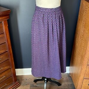 Vintage Gordon of Philadelphia Wool Purple Patterned Pleated Midi Skirt Size 6